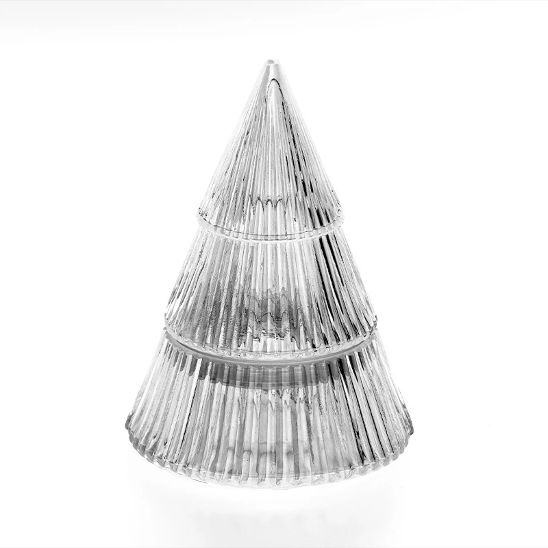 330ml 9oz Christmas Tree Glass Candle Vessel With Lids Christmas Party Decoration