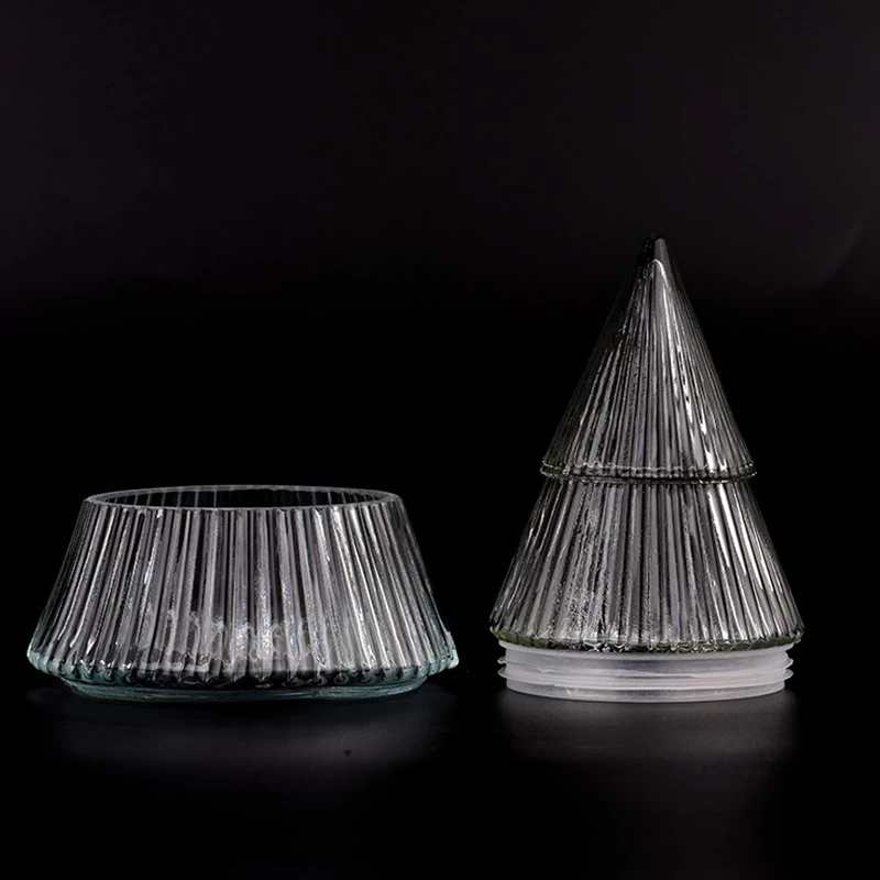 330ml 9oz Christmas Tree Glass Candle Vessel With Lids Christmas Party Decoration