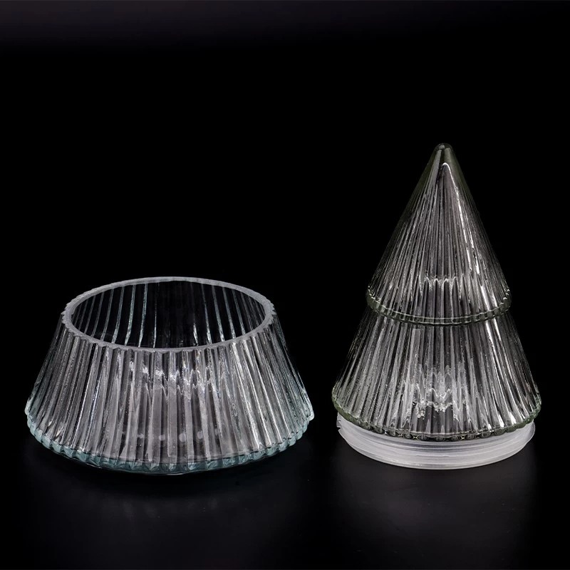 330ml 9oz Christmas Tree Glass Candle Vessel With Lids Christmas Party Decoration