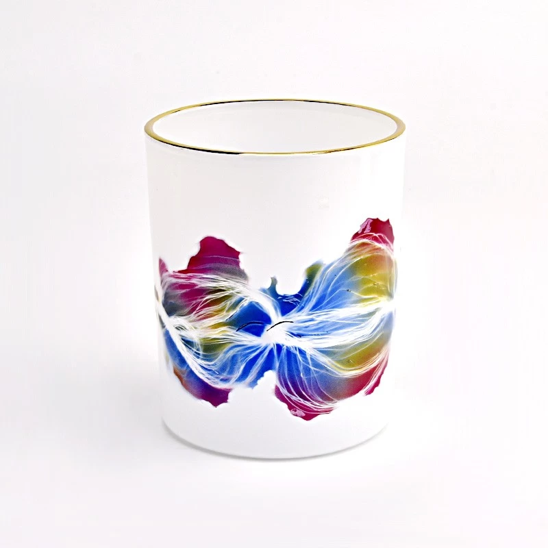 color artwork printing glass candle jar