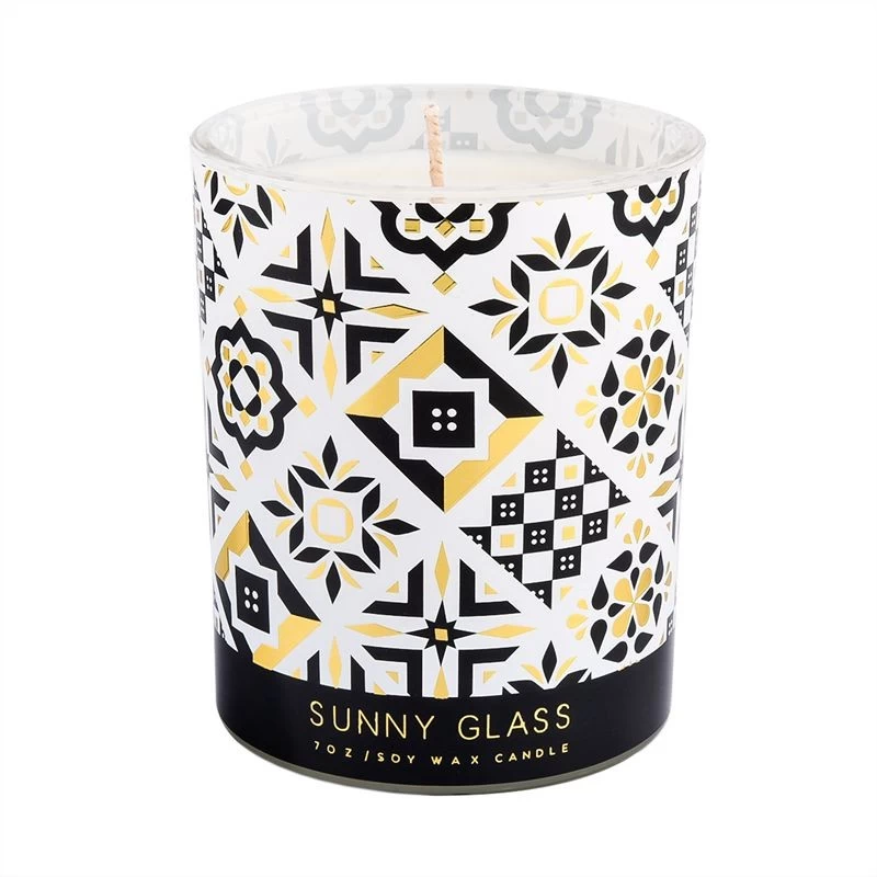 Supplier 8oz 10oz home decor full size artwork printing glass candle jar