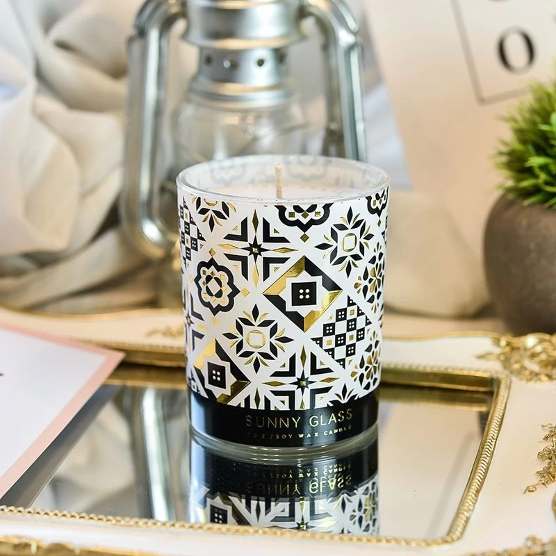 Supplier 8oz 10oz home decor full size artwork printing glass candle jar