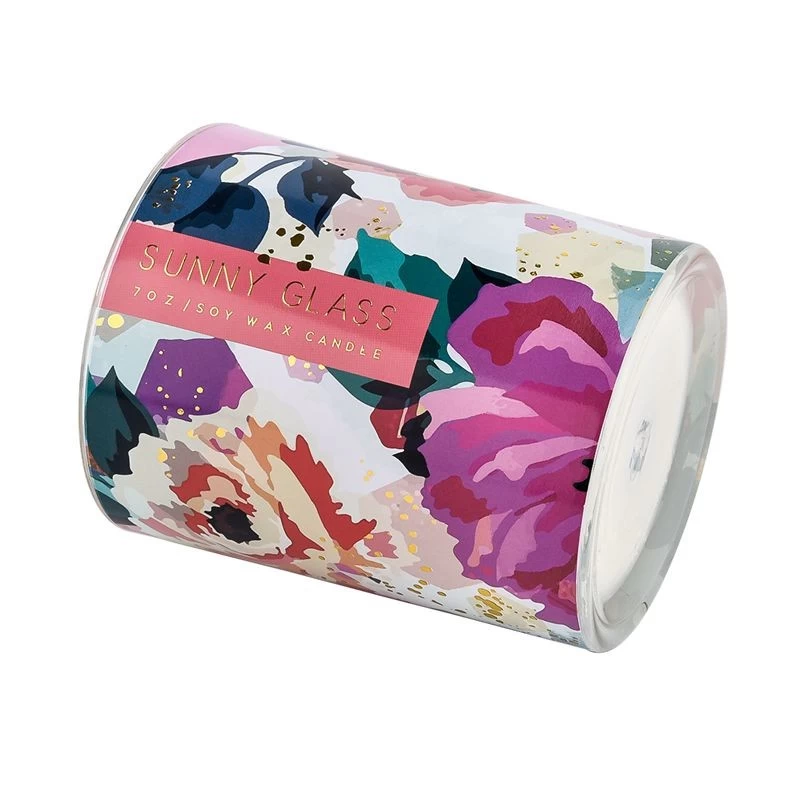 home decor cylinder decal printing glass candle jar