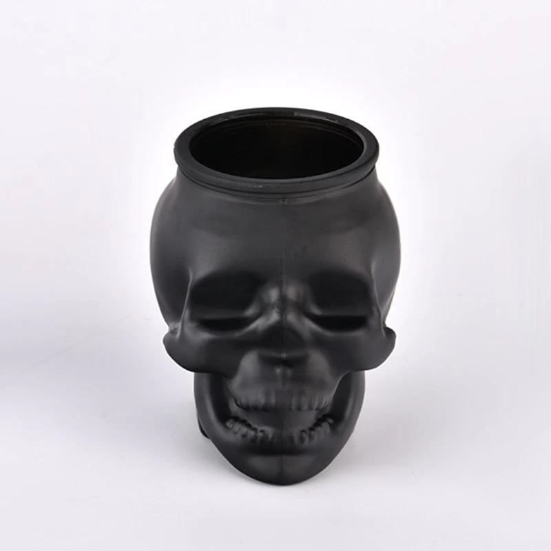 skeleton glass candle jar for Halloween holiday 