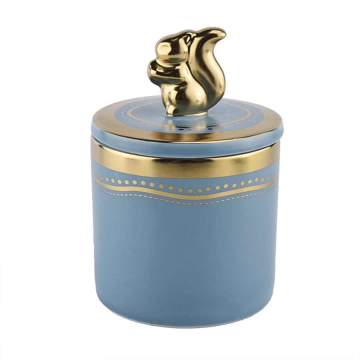 China Supplier 400ml 500ml home decor glazing ceramcie jar with gold rim painting manufacturer