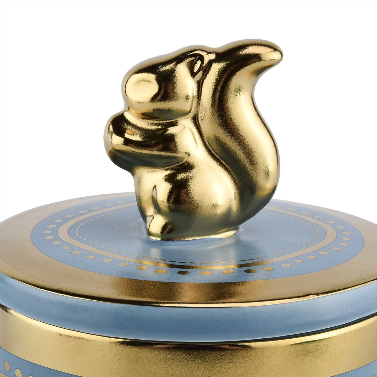 Supplier 400ml 500ml home decor glazing ceramcie jar with gold rim painting