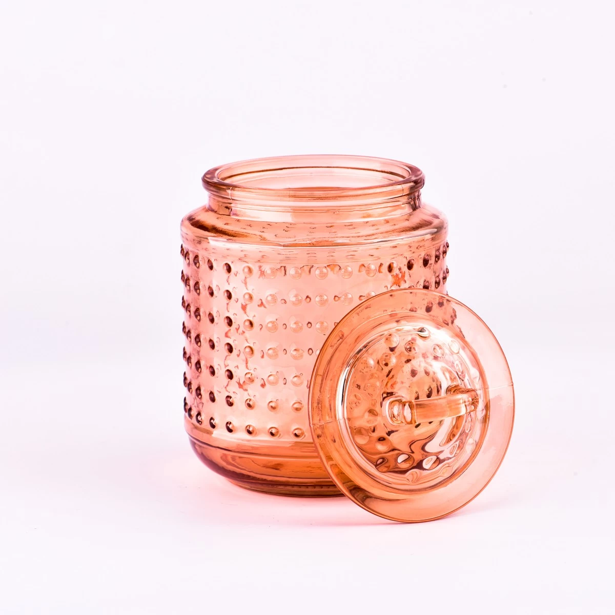 Luxury Unique Dot Glass Candle Jar With Lids 20oz Glass Candle Jars