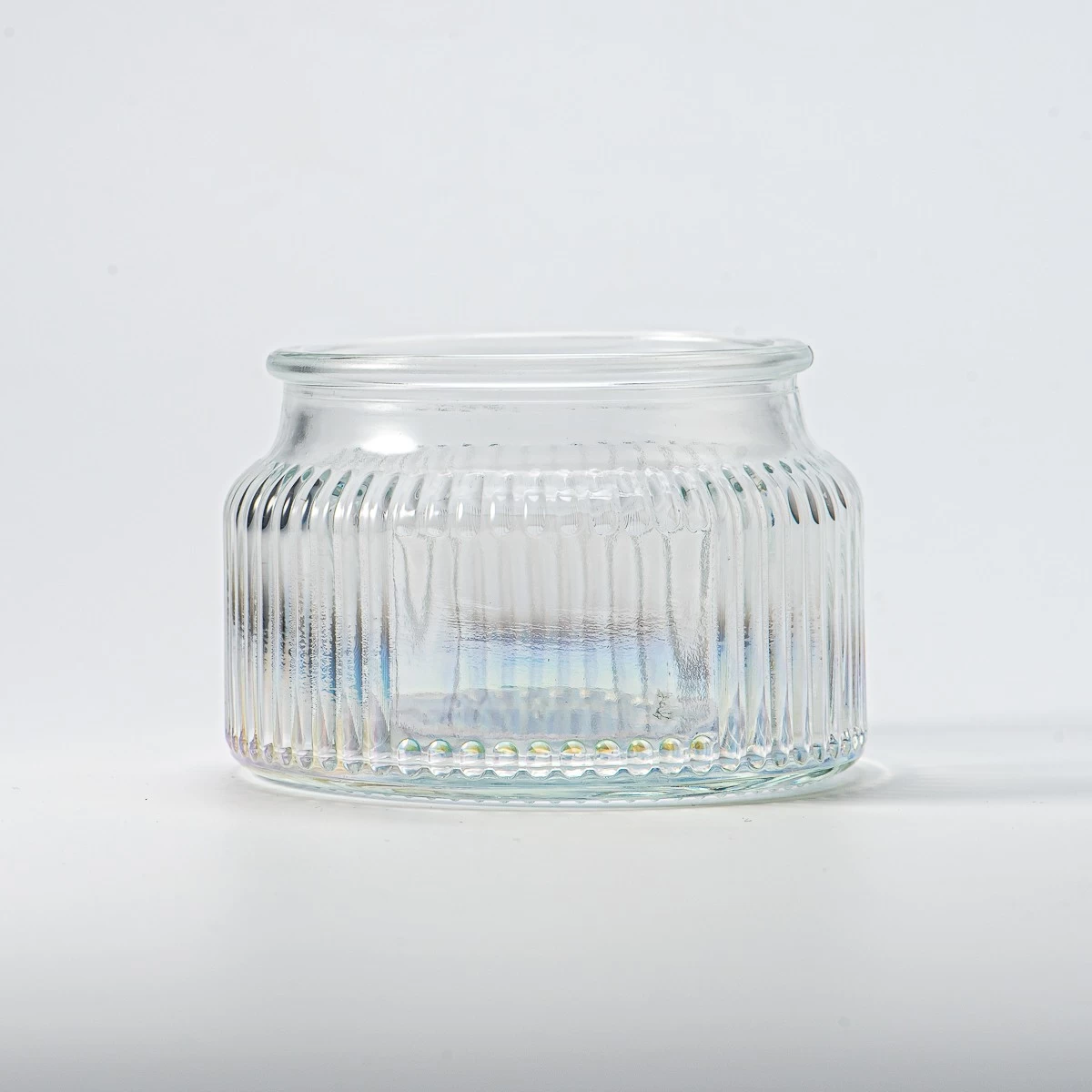 home decor embossed pattern glass candle container
