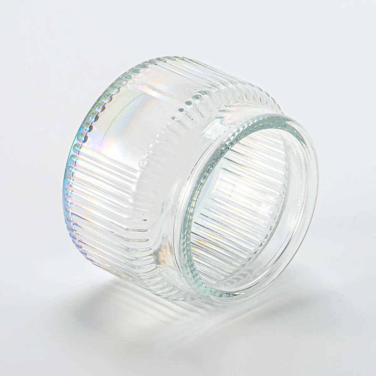 home decor embossed pattern glass candle container