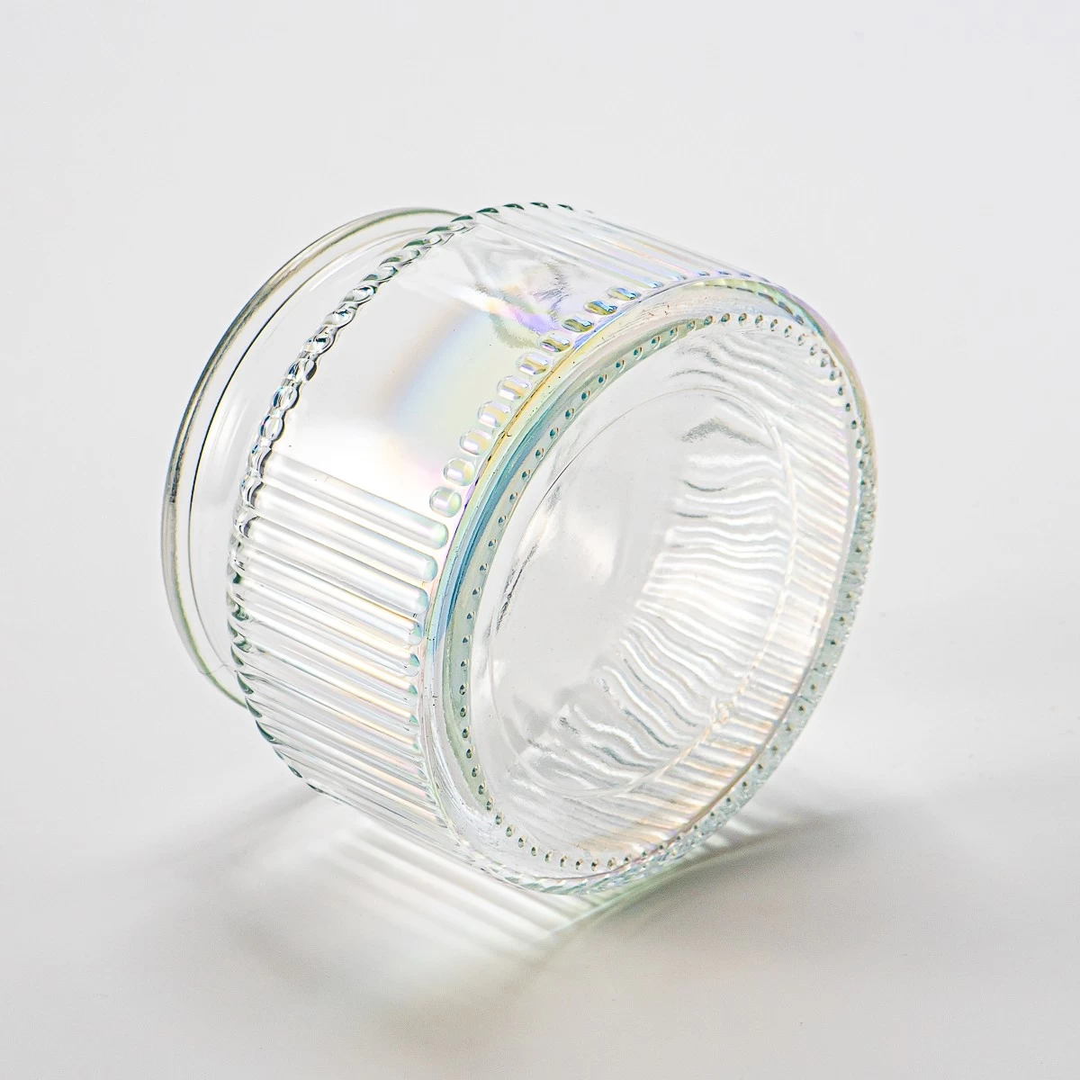 home decor embossed pattern glass candle container