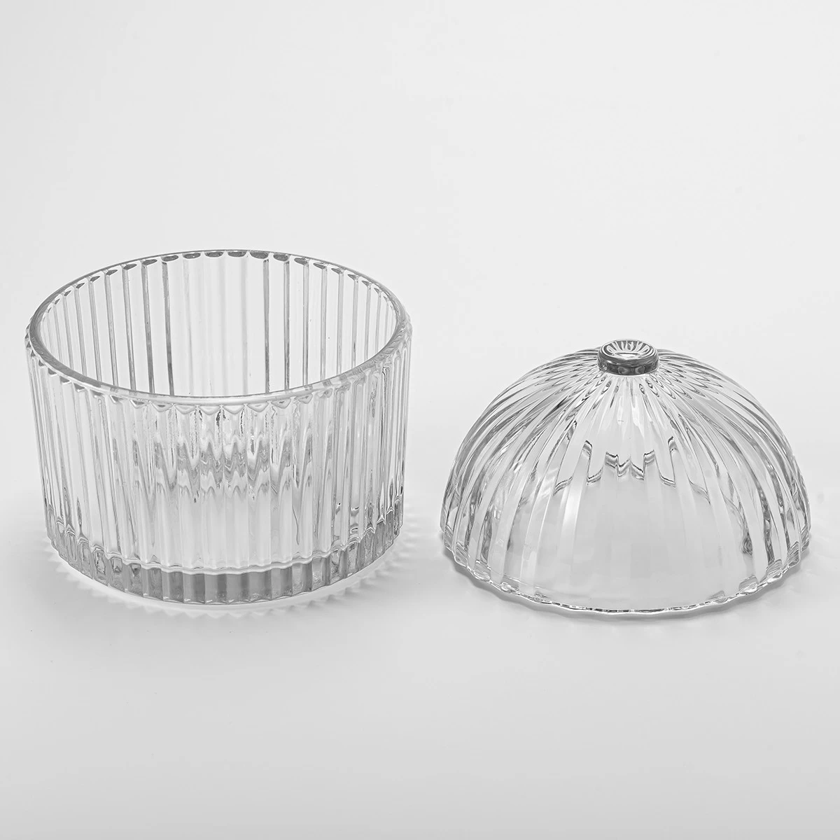 house design 20oz striped glass candle jar with lid