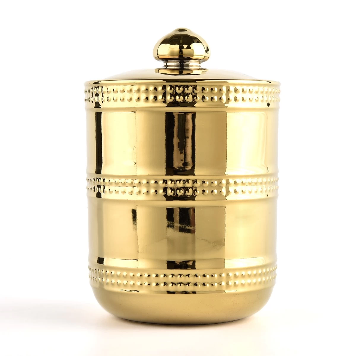 Wholesale 8oz 10oz home decor gold ceramic candle jars with lid