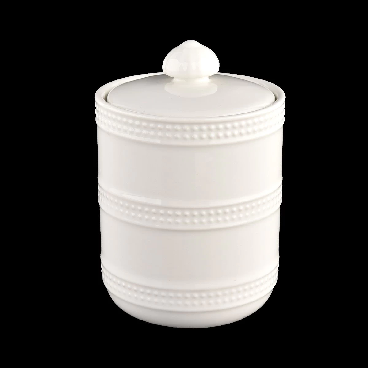luxury white glazing ceramic candle jar with dome lid