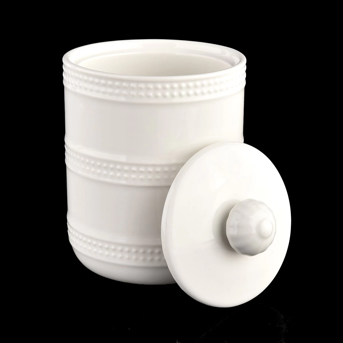 luxury white glazing ceramic candle jar with dome lid