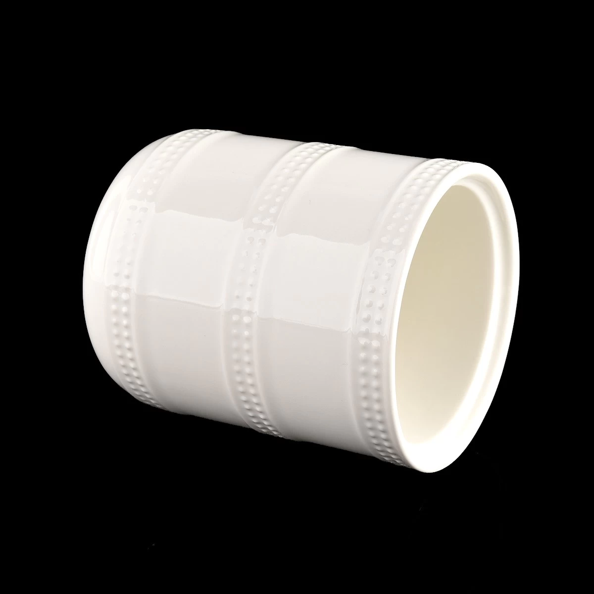 luxury white glazing ceramic candle jar with dome lid