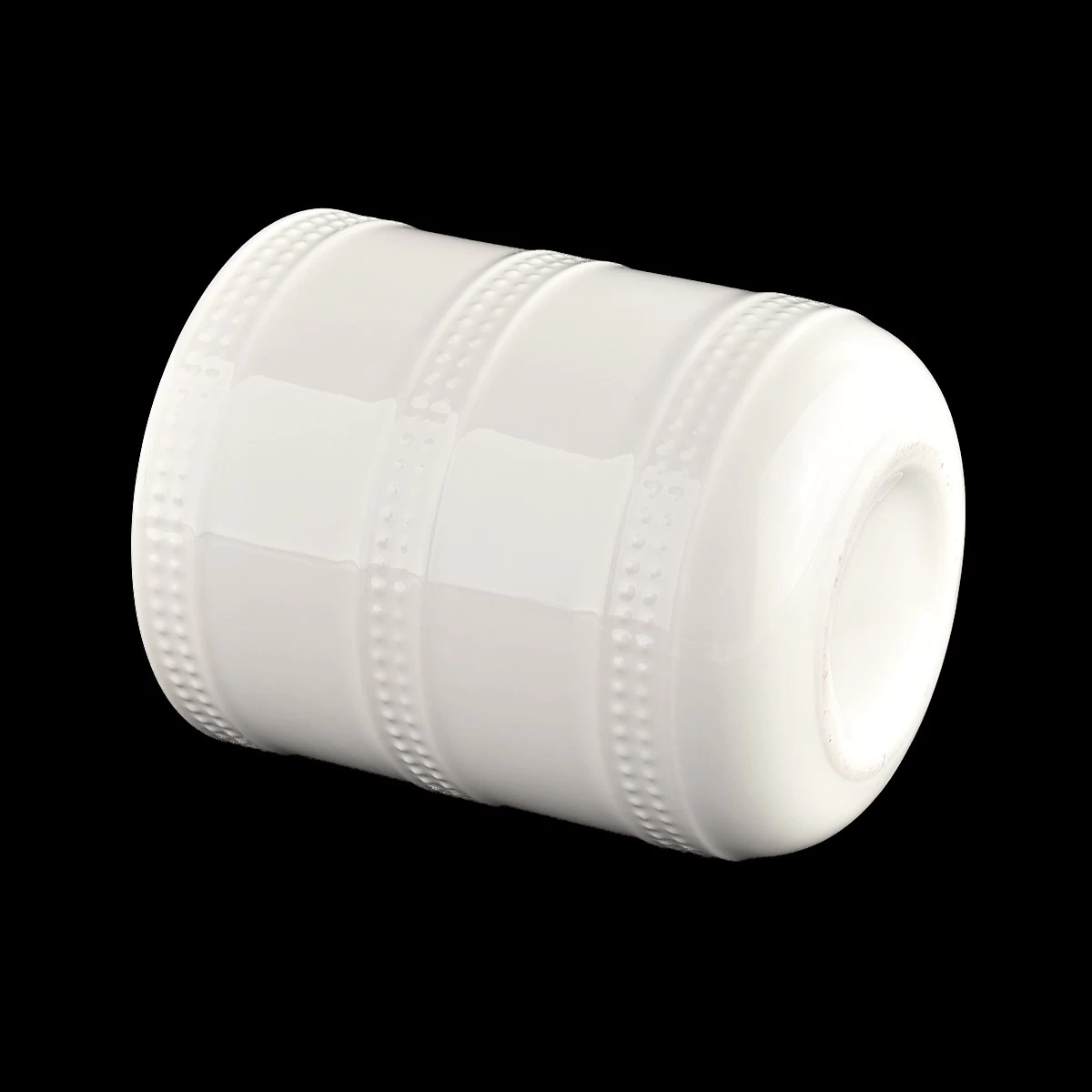 luxury white glazing ceramic candle jar with dome lid