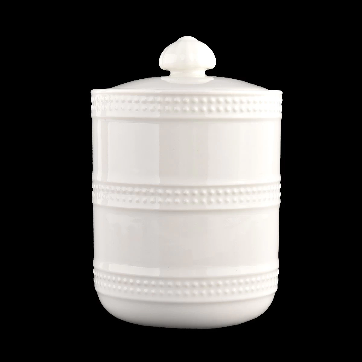 luxury white glazing ceramic candle jar with dome lid