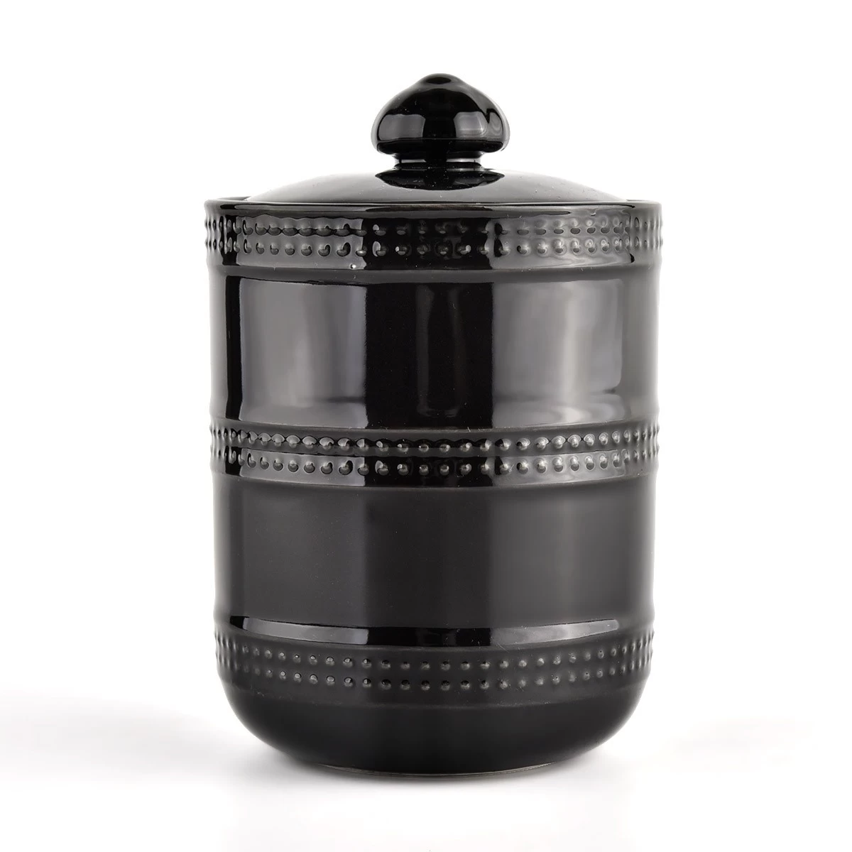 home decor black ceramic candle container with lid