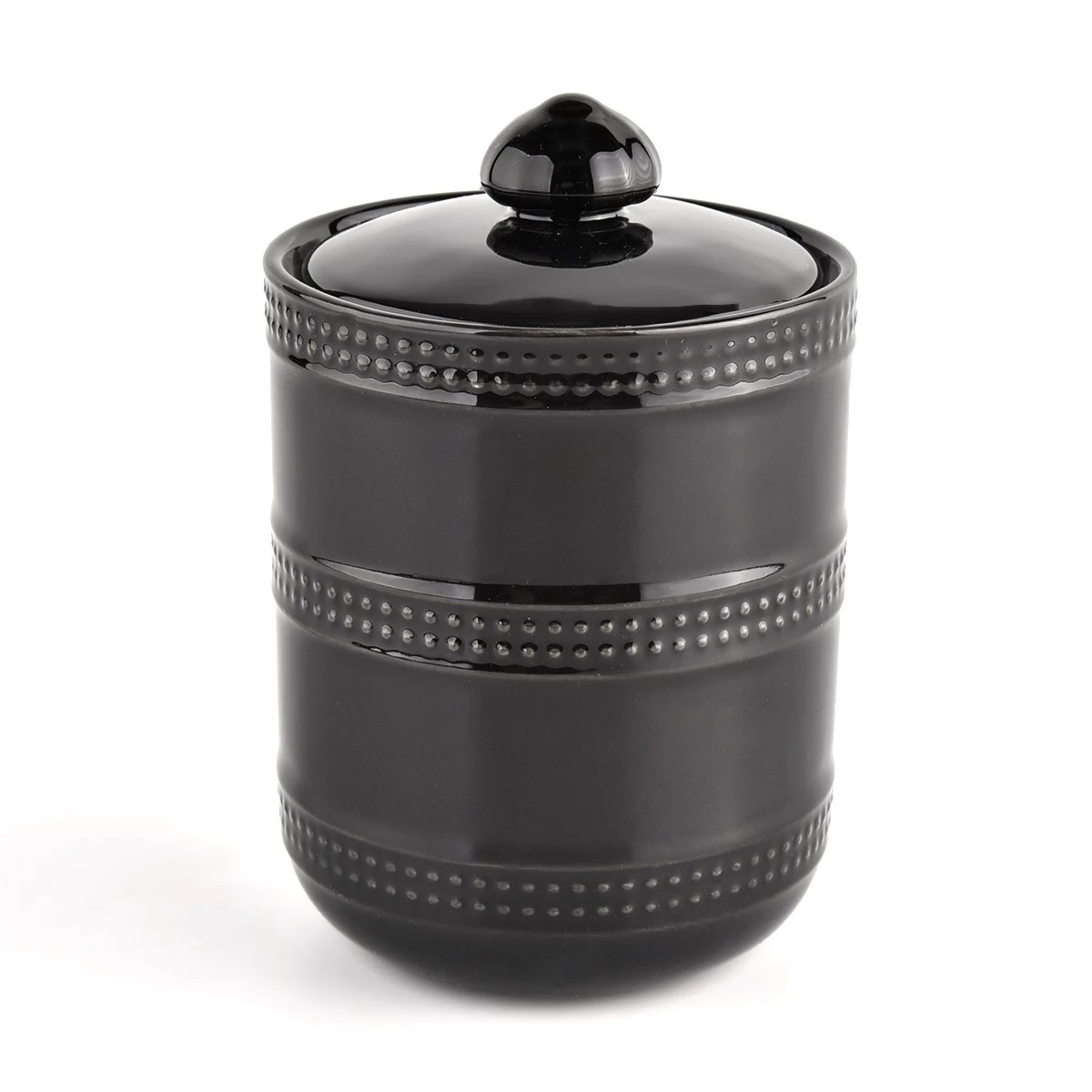 home decor black ceramic candle container with lid