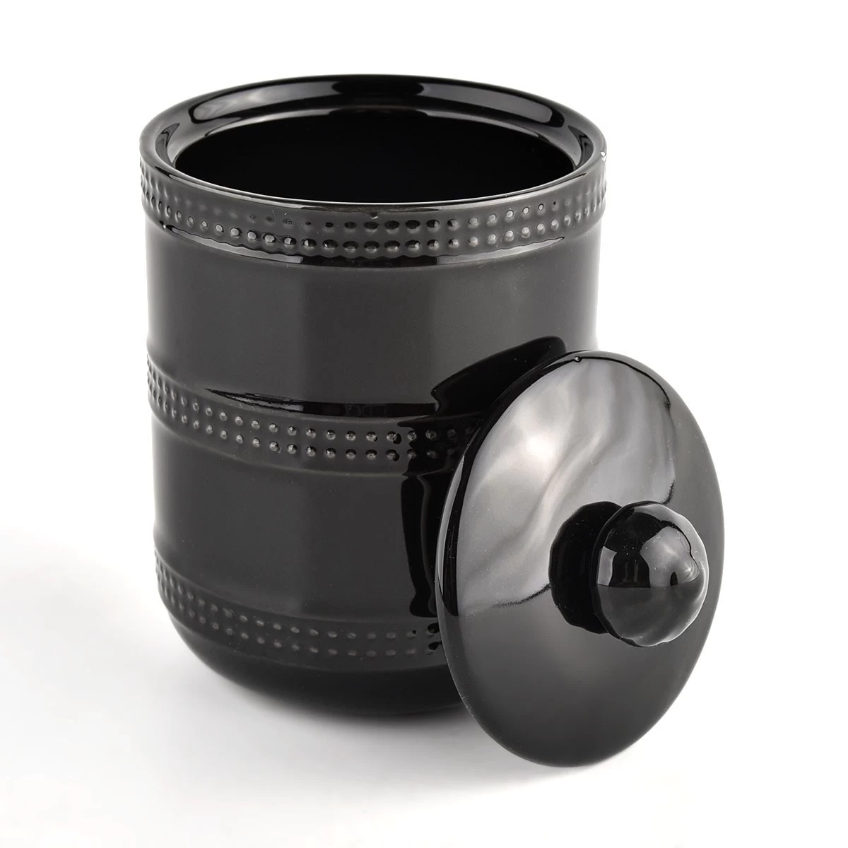 home decor black ceramic candle container with lid