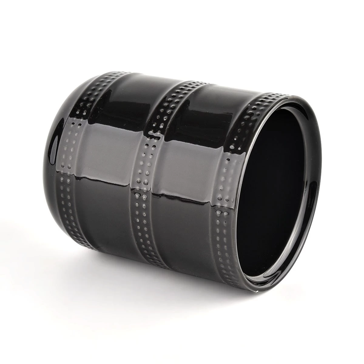 home decor black ceramic candle container with lid
