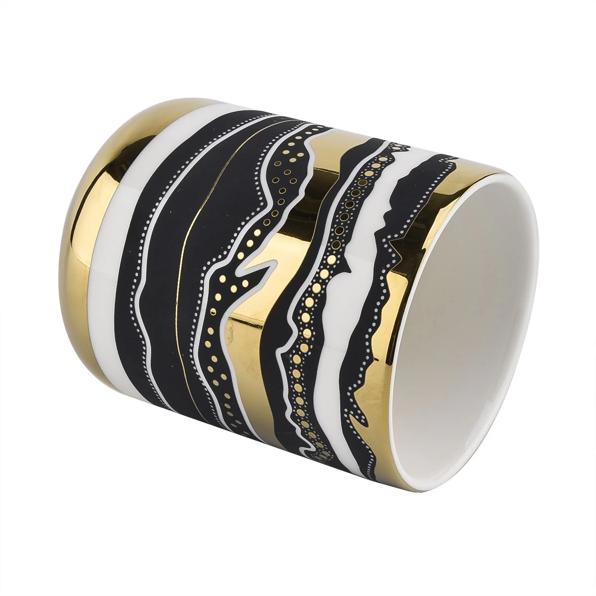 black and gold artwork ceramic candle jar 