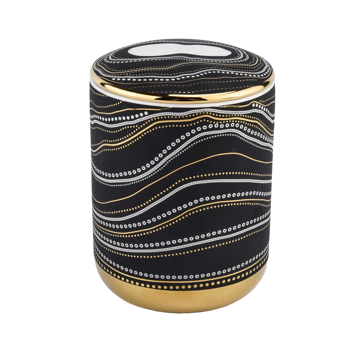luxury 10oz artwork black ceramic jar with lid