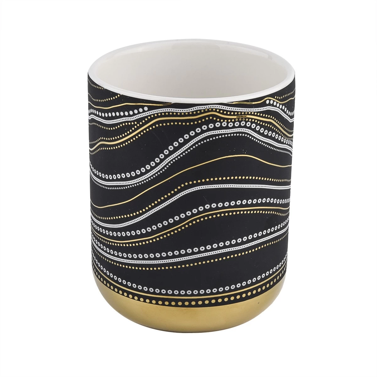 luxury 10oz artwork black ceramic jar with lid