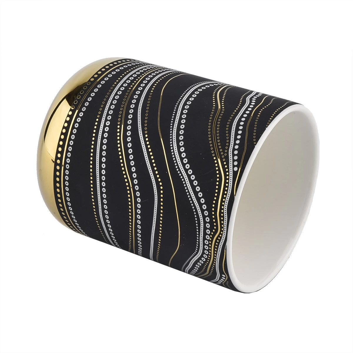 luxury 10oz artwork black ceramic jar with lid