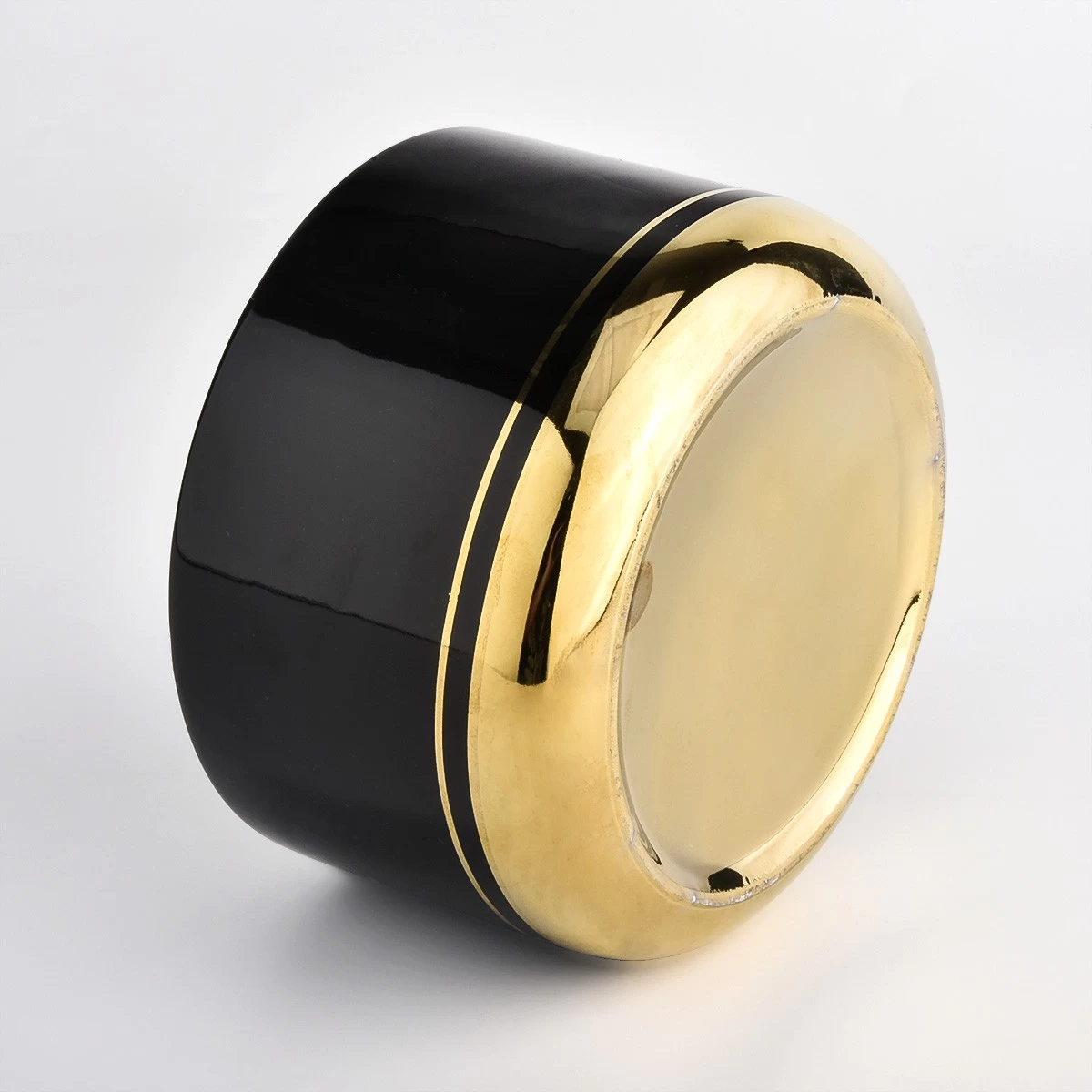luxury black ceramic candle bowl with artwork lid