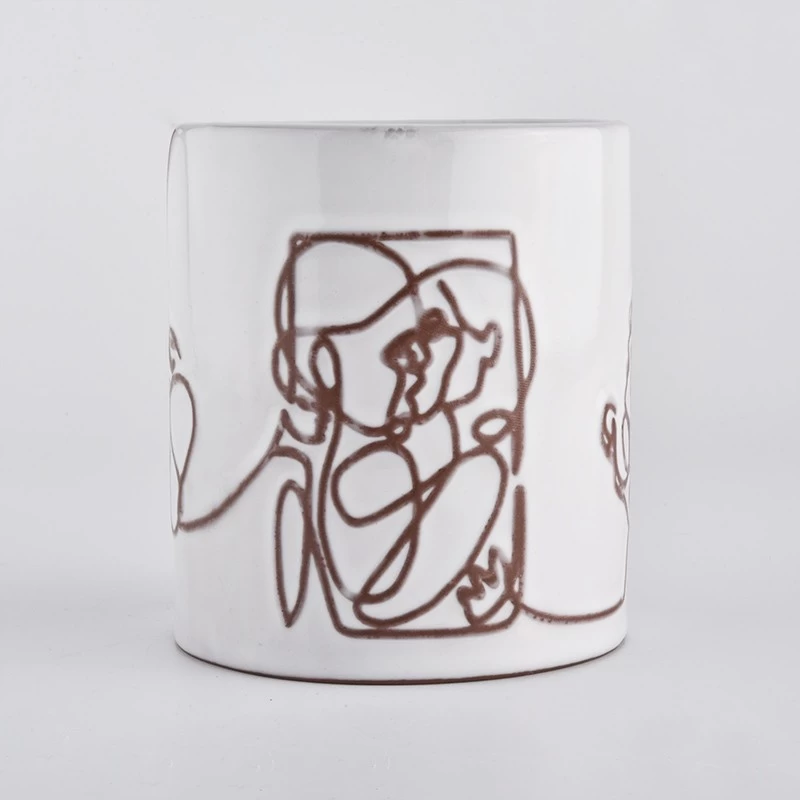 home decor stick figure decoration ceramic candle jar