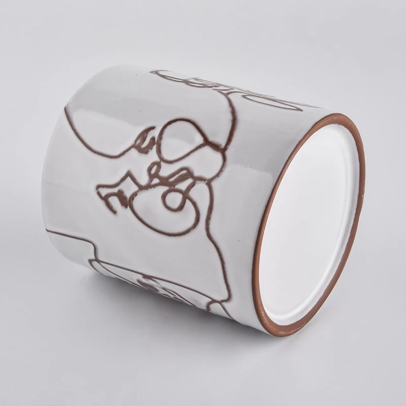 home decor stick figure decoration ceramic candle jar