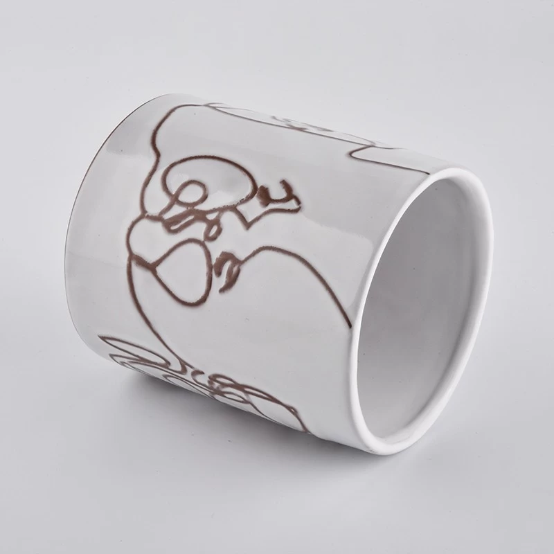 home decor stick figure decoration ceramic candle jar