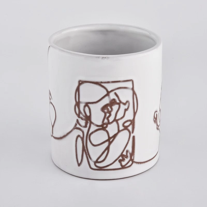 home decor stick figure decoration ceramic candle jar