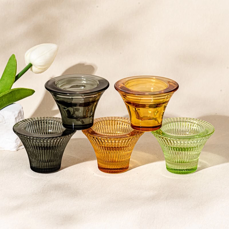 Supplier 1oz 35ml votive flower glass candle vessel candlestick