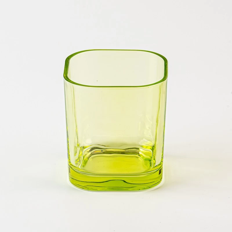 hot sales  transparent color square glass candle holder