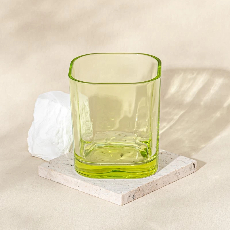 hot sales  transparent color square glass candle holder