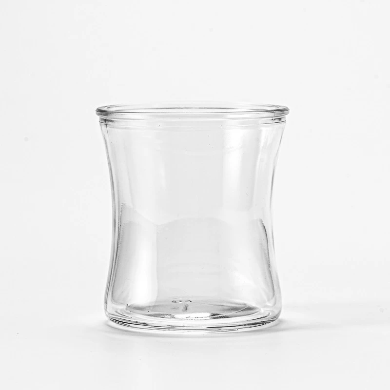 Tiekėjas 150 ml unikalios formos mažos talpos stiklo skaidraus indo kvapo sojos žvakidės stiklo indelis