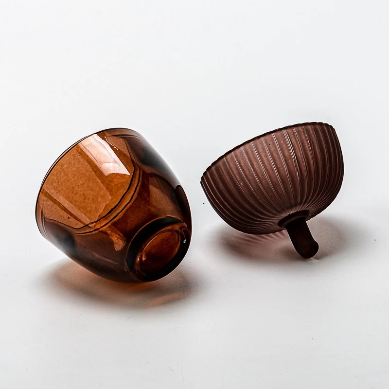 brown acorn shape glass candle jar with lid