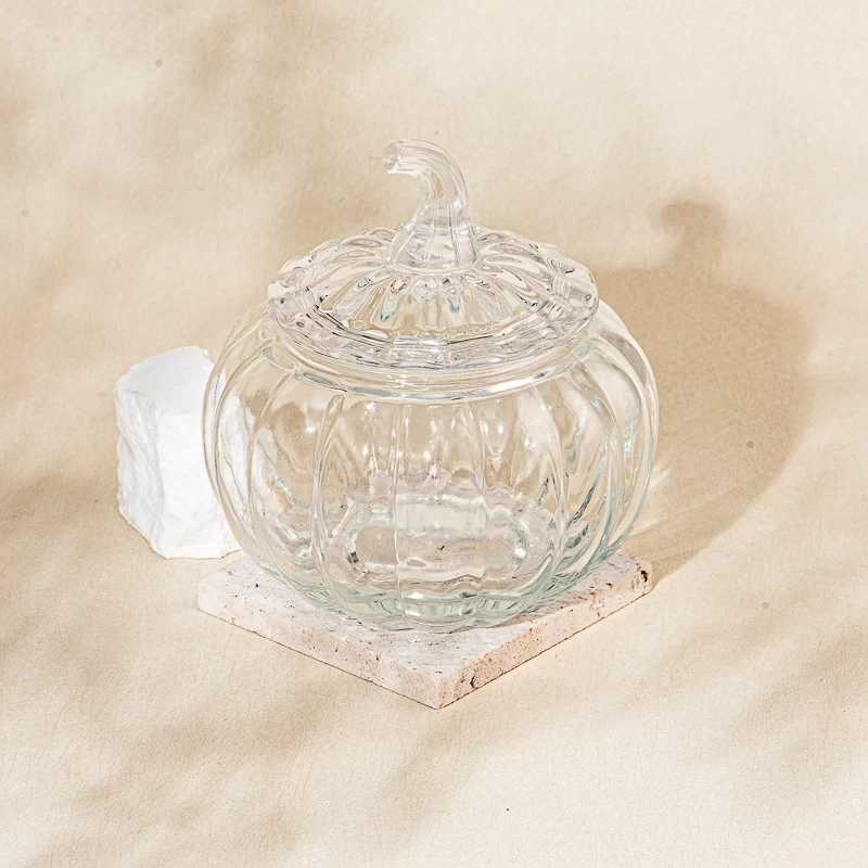 Popular Pumpkin Glass Candle Jar With Lids Custom Color Pumpkin Glass Candle Holders Wholesale