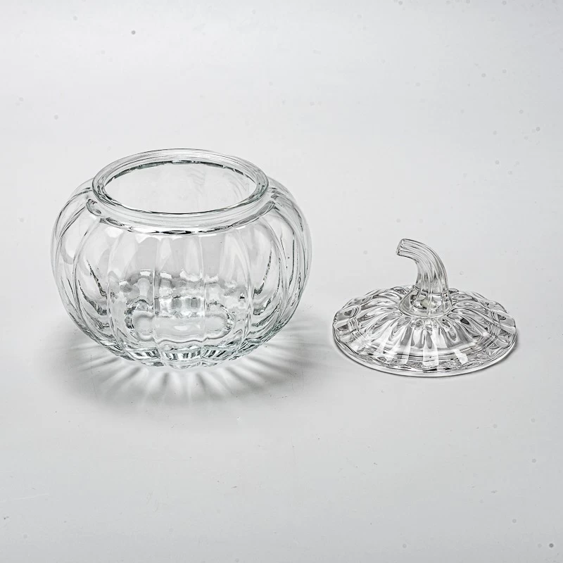 Popular Pumpkin Glass Candle Jar With Lids Custom Color Pumpkin Glass Candle Holders Wholesale