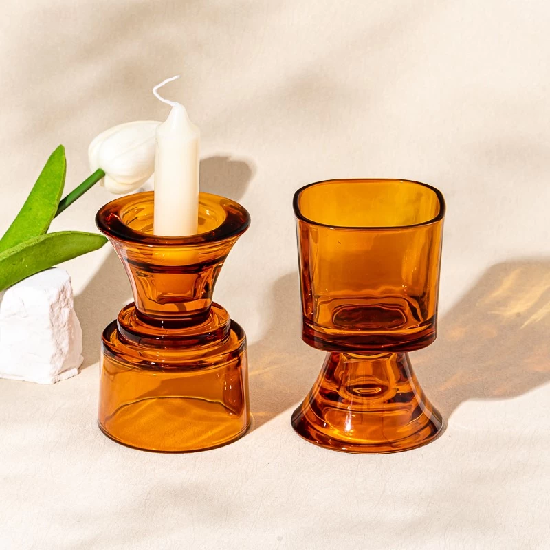 votive glass candle vessel with stand