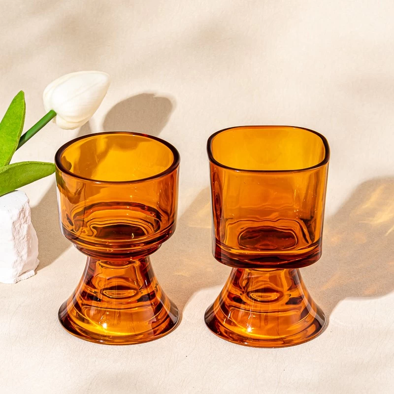 votive glass candle vessel with stand