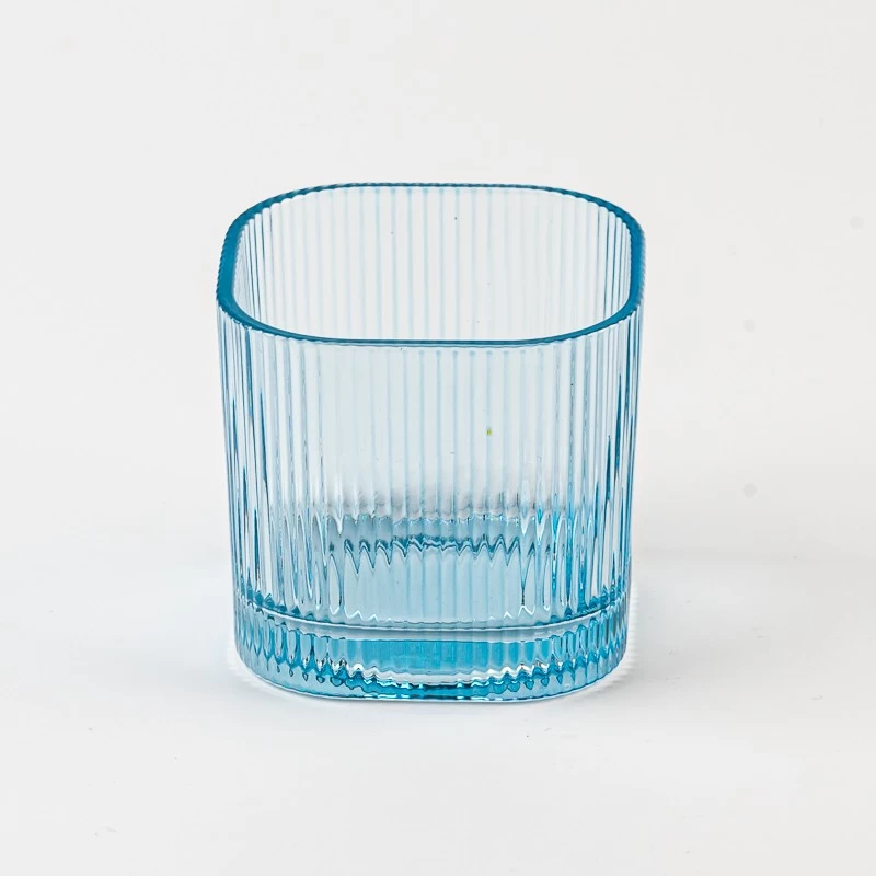 home decor blue votive glass candle jar
