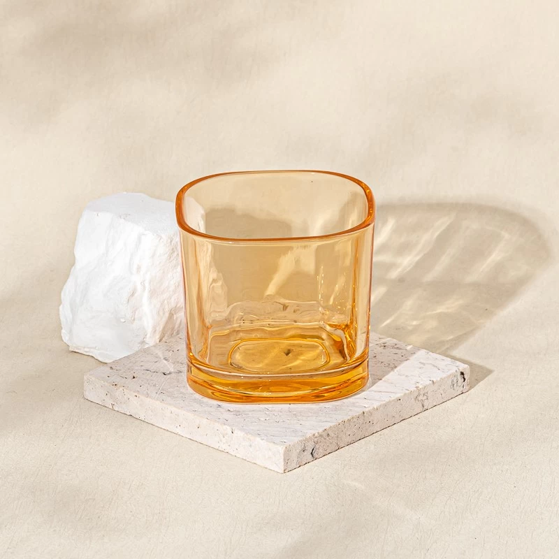 Supplier 180ml square shape customs glass candle holder for decoration