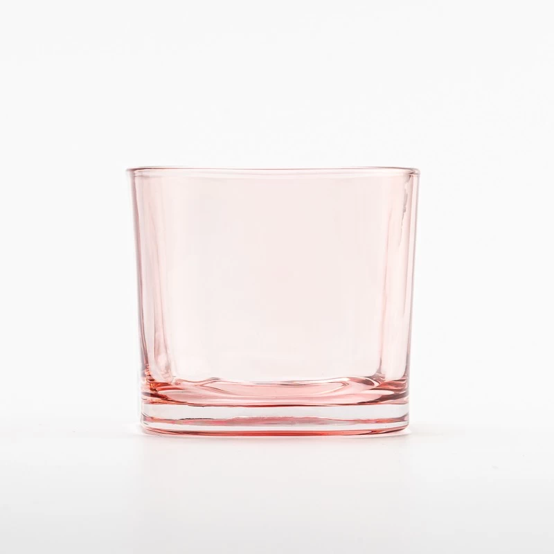 home decor pink square small glass candle jar