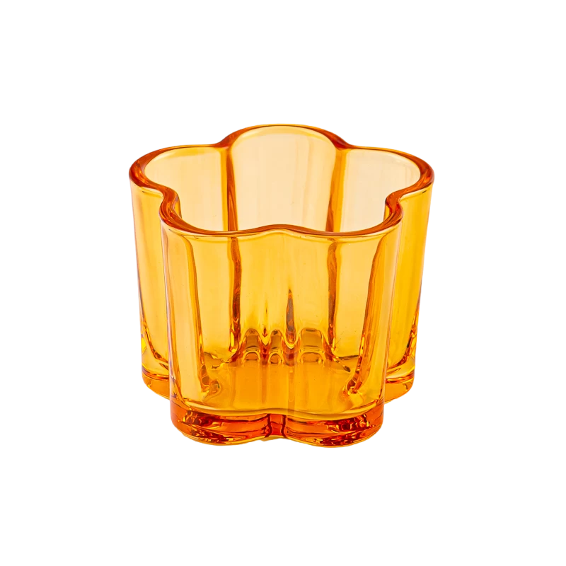 China Luxe bloemvorm Amber Glass Candle Jar fabrikant