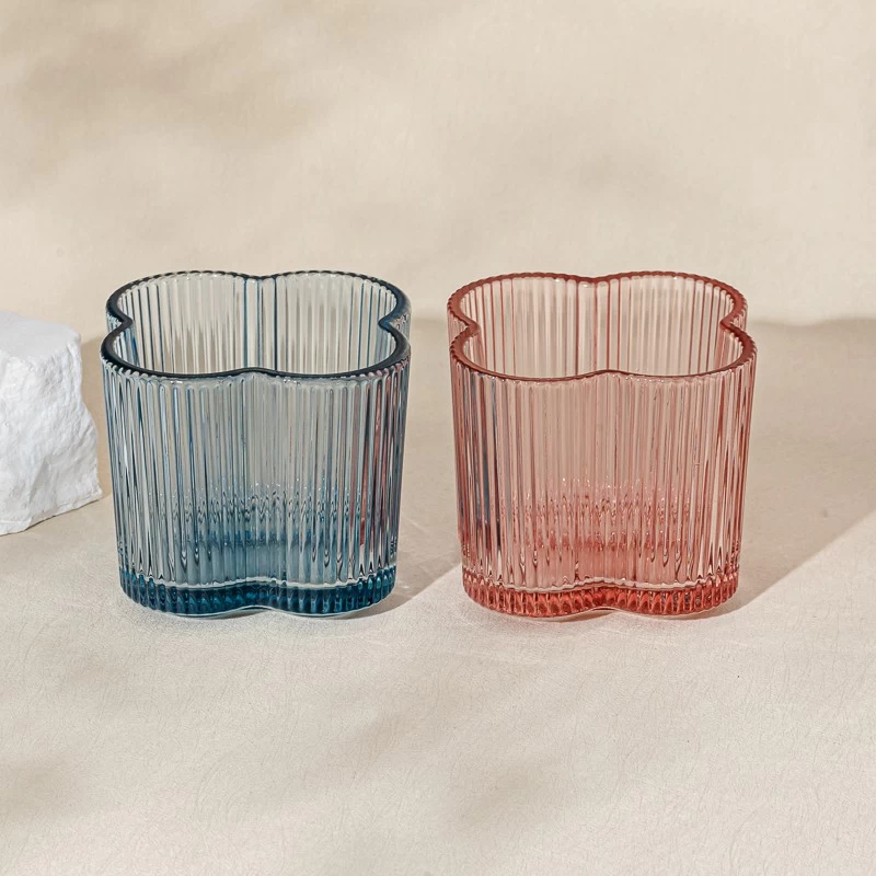 Wholesale transparent blue glass candle vessel 