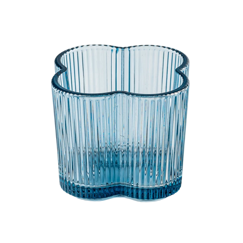 Wholesale transparent blue glass candle vessel 