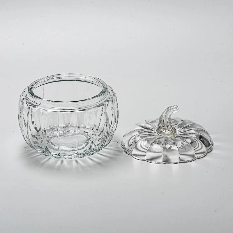 Engros 900 ml stort gresskar glasslys krukke med lokk glass stearinlysfartøy